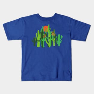 Saguaros Cactus Forest Desert Owls Sunset Kids T-Shirt